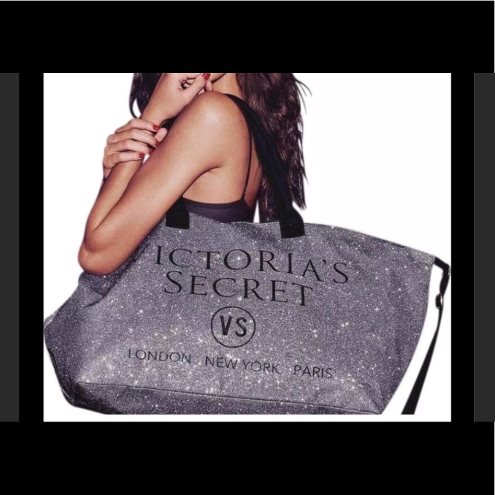 NEW Victoria's secret silver and black duffel bag - Picture 3 of 6